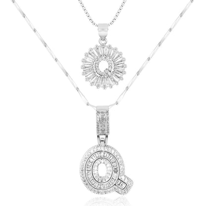 Spotlight 2pc 14k Diamond Letter Initial Necklaces