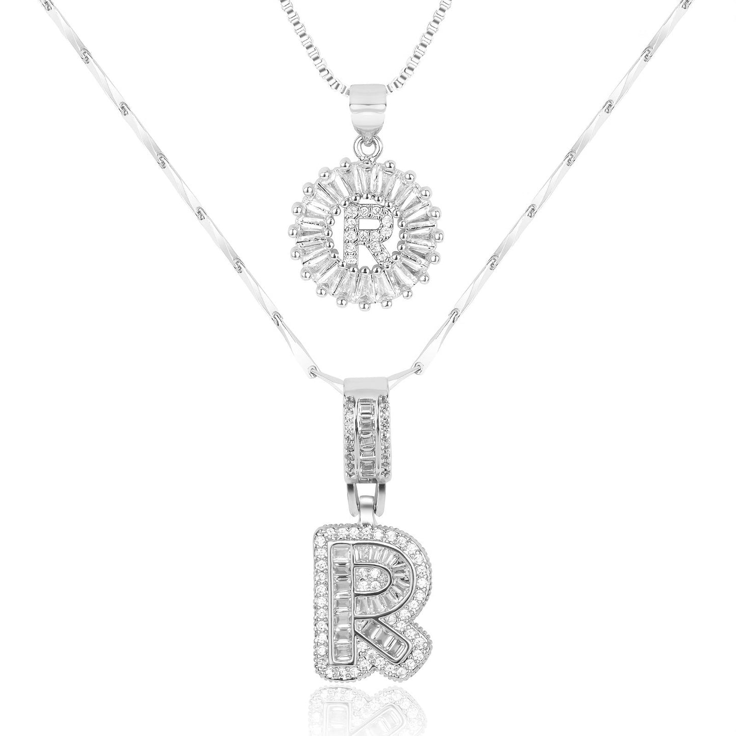 Spotlight 2pc 14k Diamond Letter Initial Necklaces