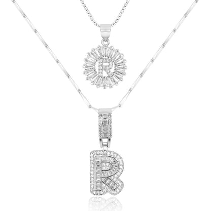 Spotlight 2pc 14k Diamond Letter Initial Necklaces