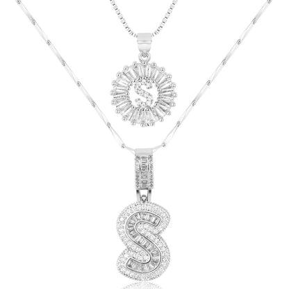 Spotlight 2pc 14k Diamond Letter Initial Necklaces