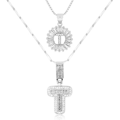Spotlight 2pc 14k Diamond Letter Initial Necklaces