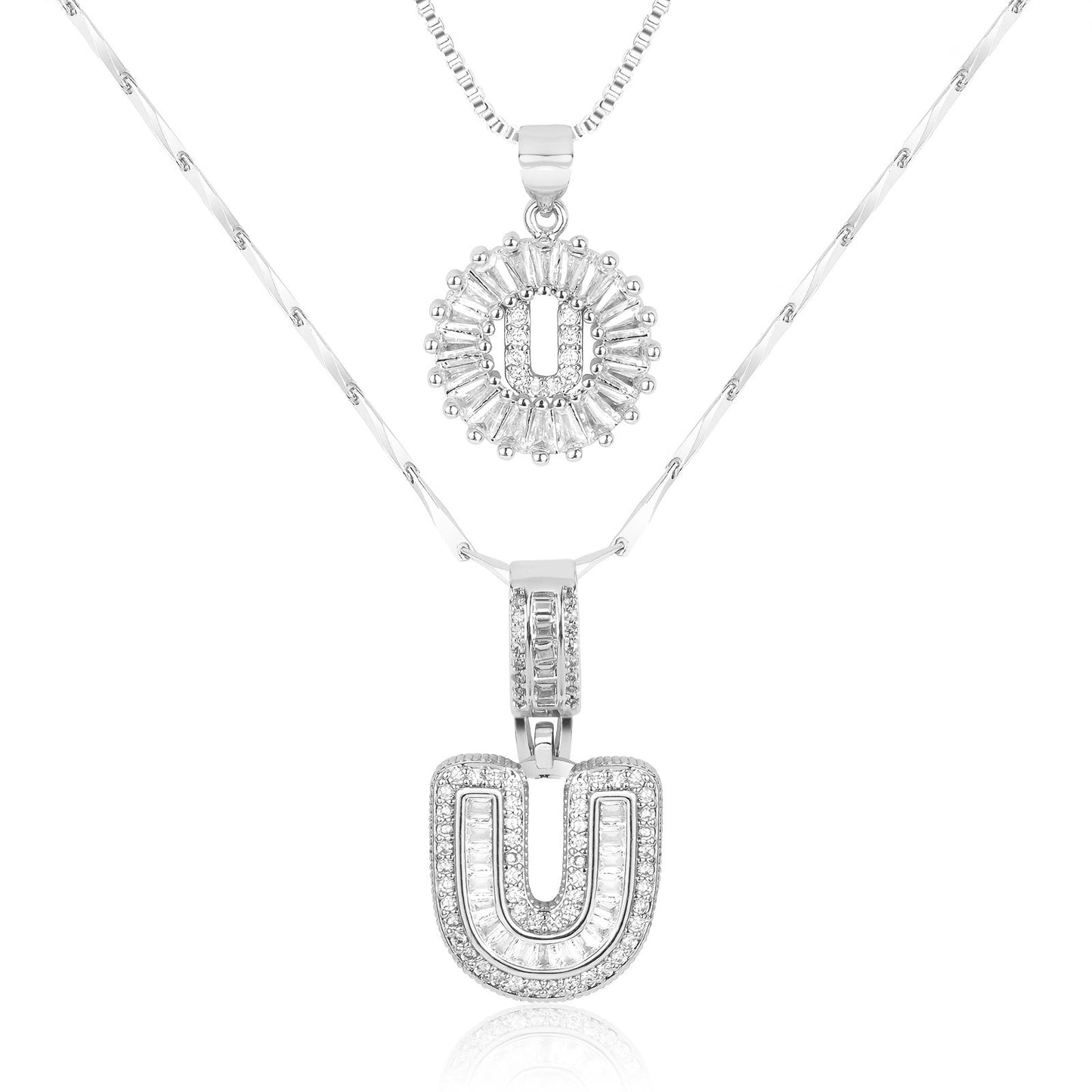 Spotlight 2pc 14k Diamond Letter Initial Necklaces