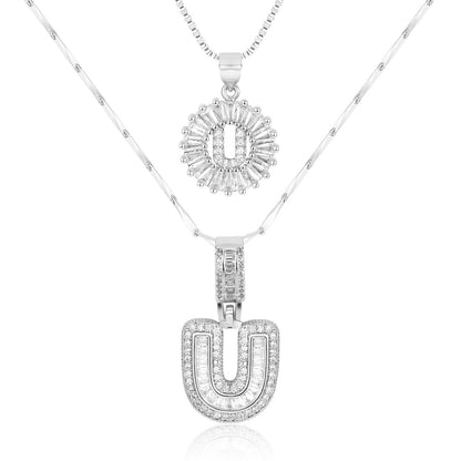 Spotlight 2pc 14k Diamond Letter Initial Necklaces