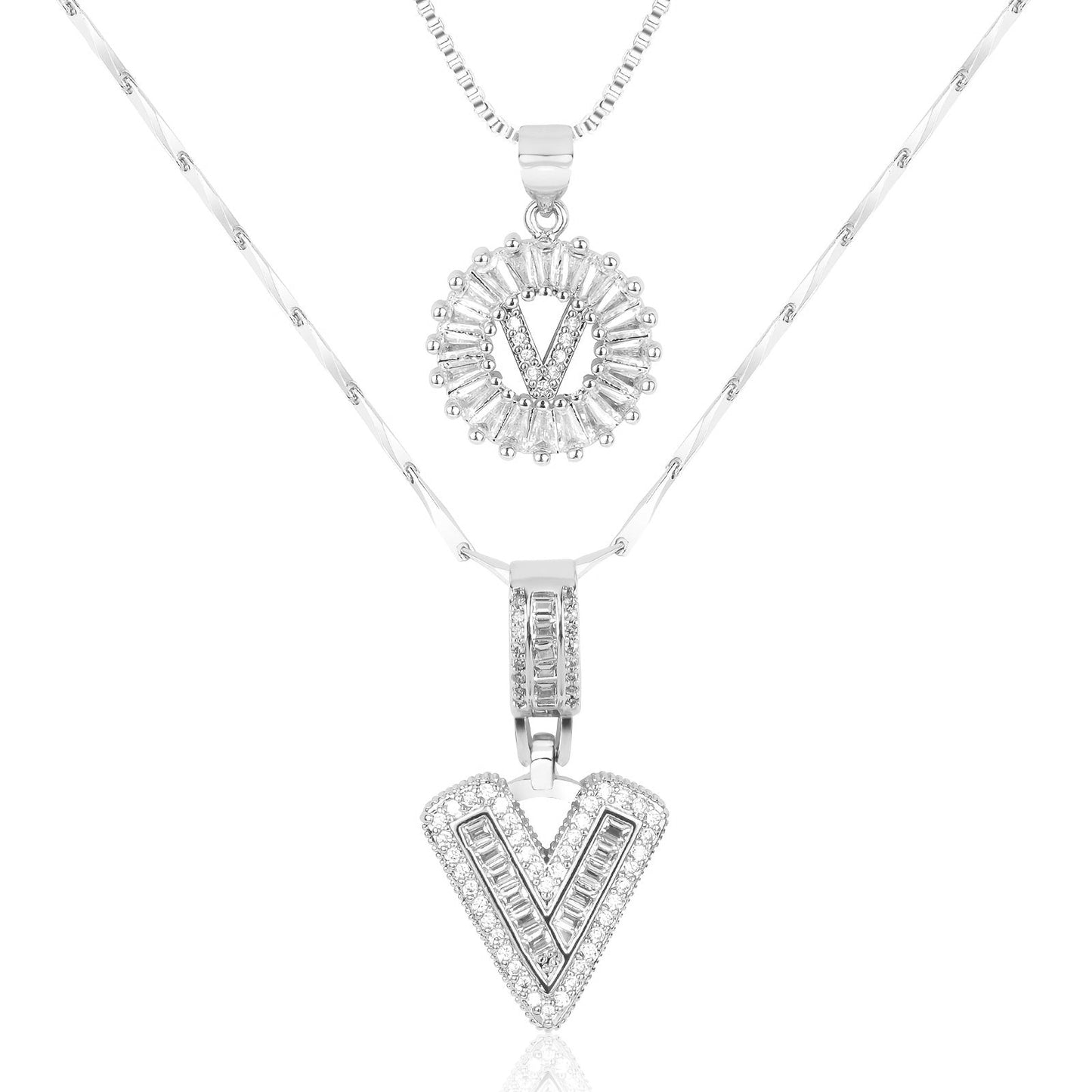 Spotlight 2pc 14k Diamond Letter Initial Necklaces