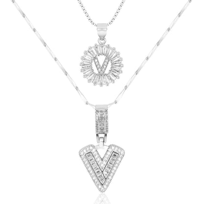 Spotlight 2pc 14k Diamond Letter Initial Necklaces