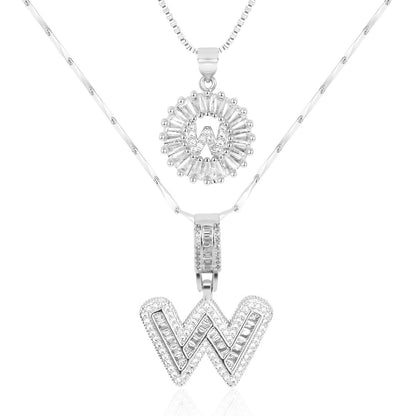 Spotlight 2pc 14k Diamond Letter Initial Necklaces