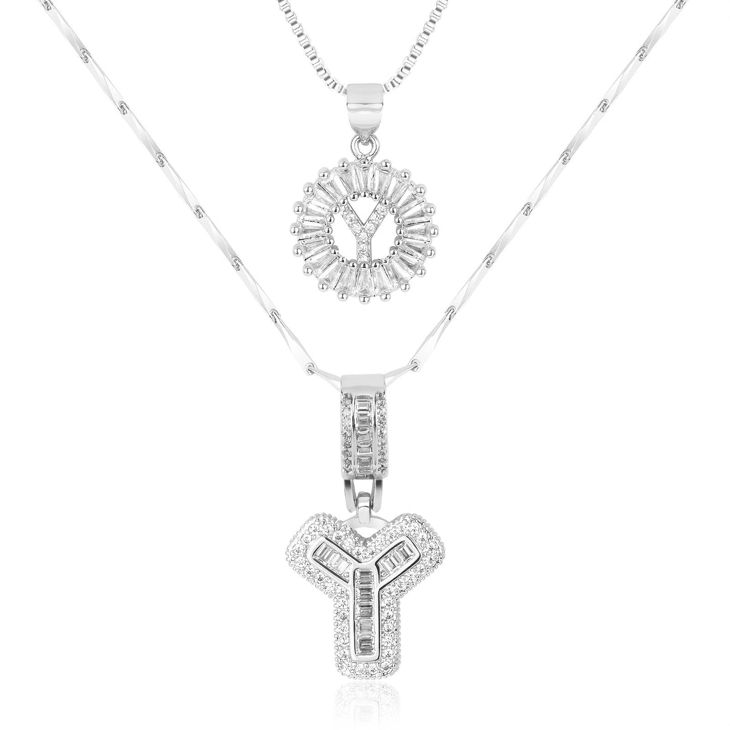 Spotlight 2pc 14k Diamond Letter Initial Necklaces
