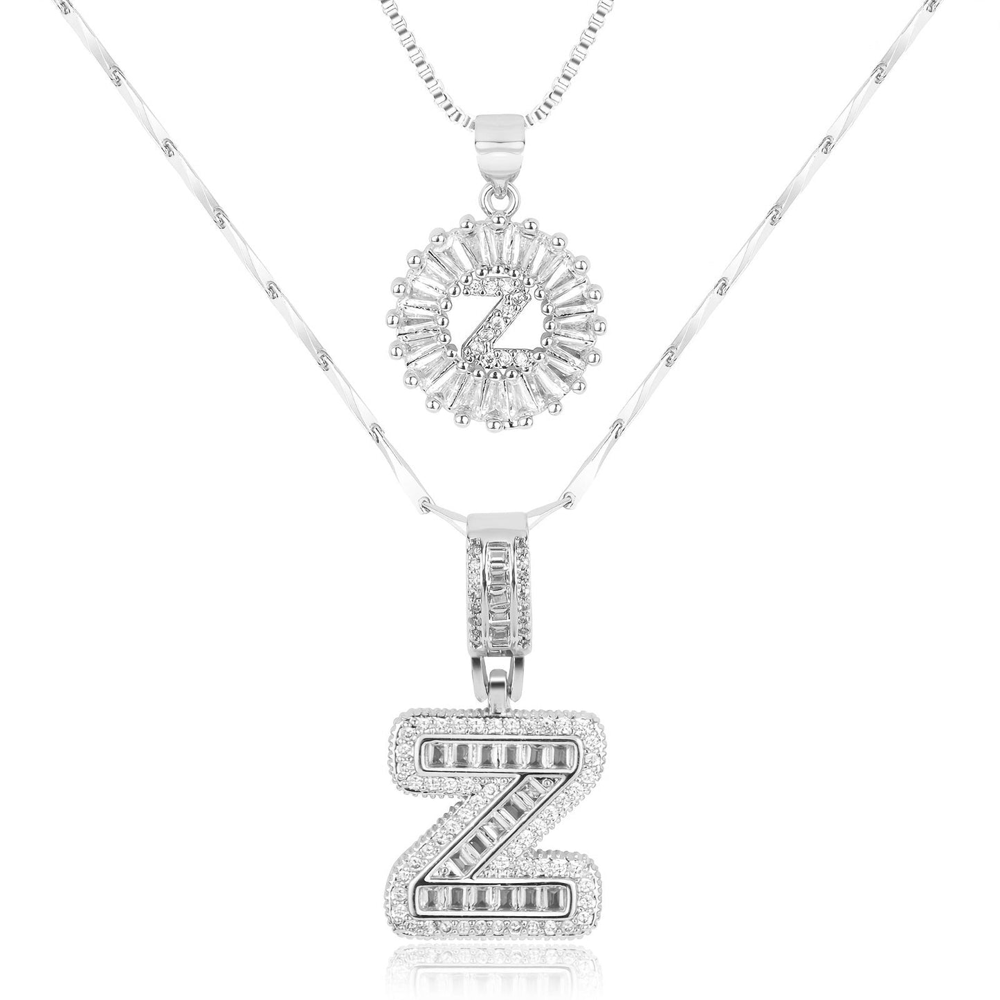 Spotlight 2pc 14k Diamond Letter Initial Necklaces