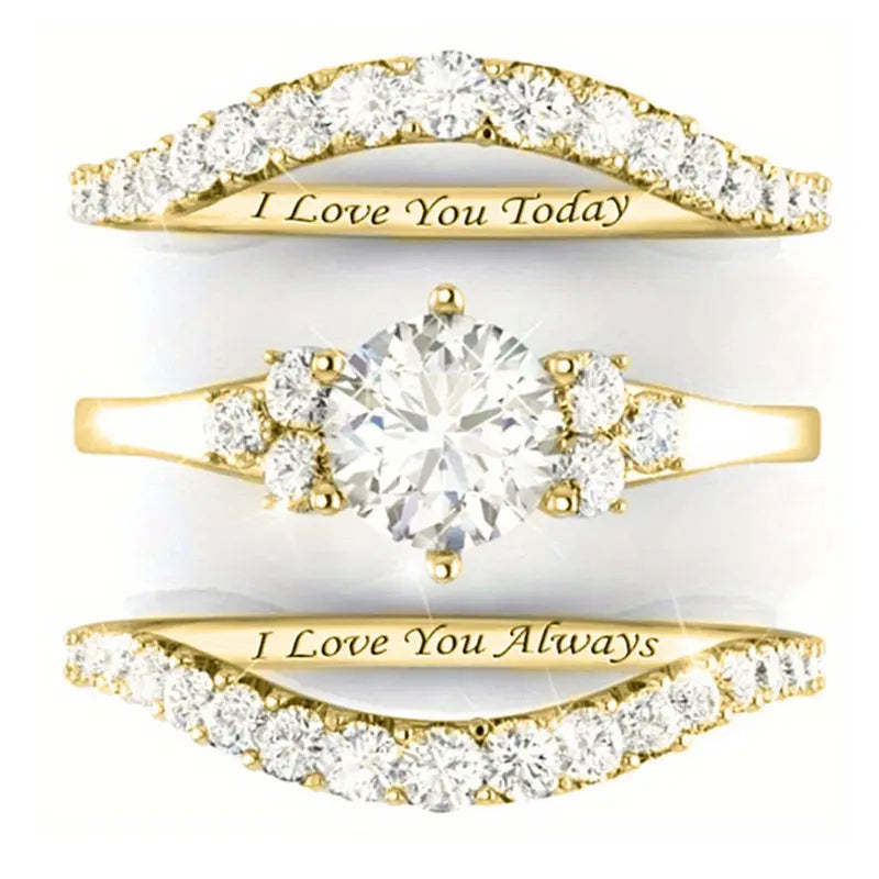 Spotlight three-piece ring - I love you