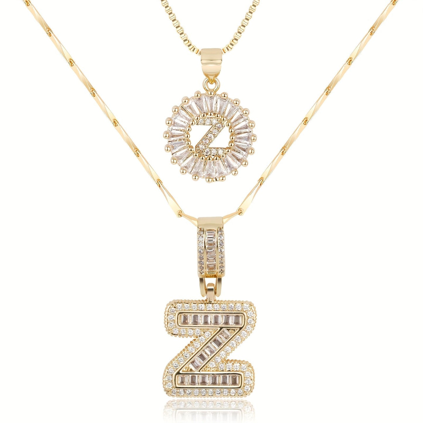 Spotlight 2pc 14k Diamond Letter Initial Necklaces