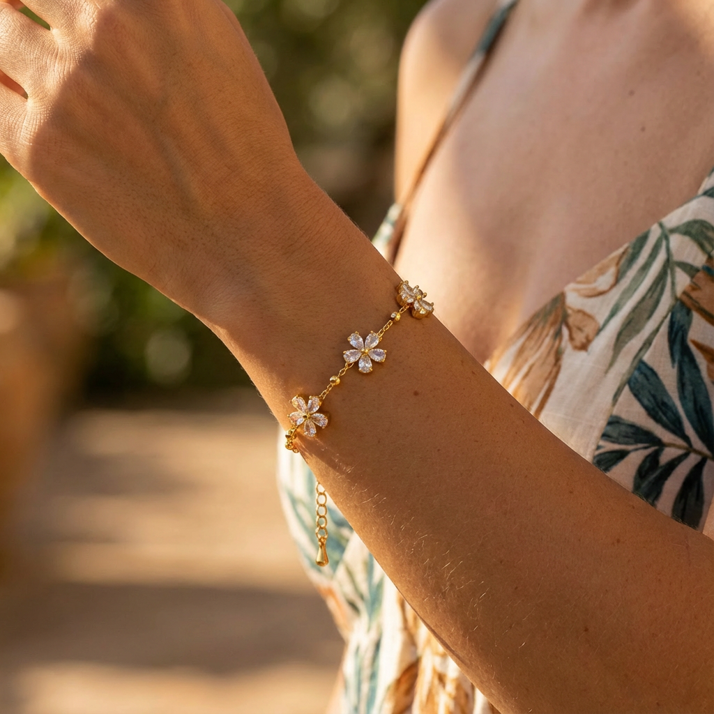 Spotlight Crystal Flower Chain Bracelet