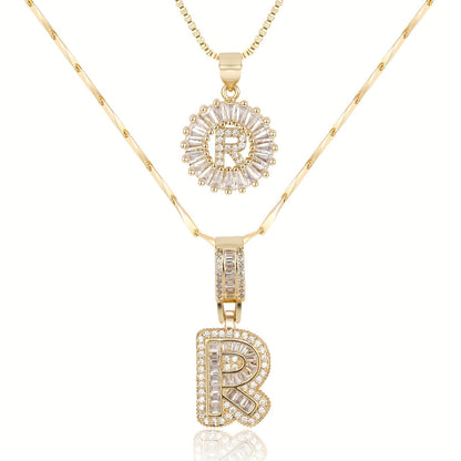 Spotlight 2pc 14k Diamond Letter Initial Necklaces