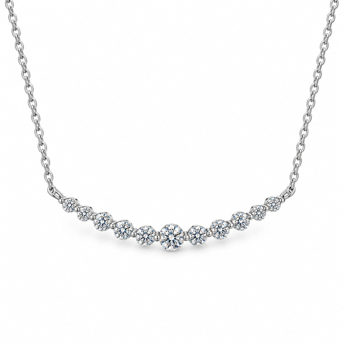 Moissanite curve necklace
