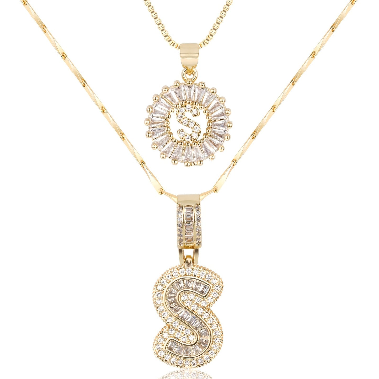 Spotlight 2pc 14k Diamond Letter Initial Necklaces
