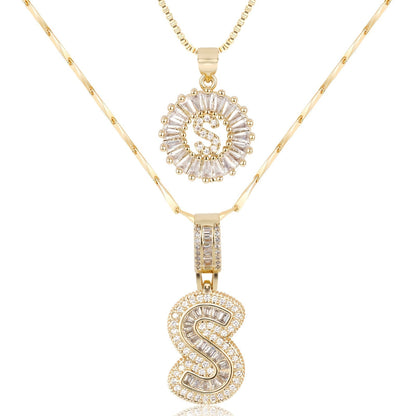 Spotlight 2pc 14k Diamond Letter Initial Necklaces