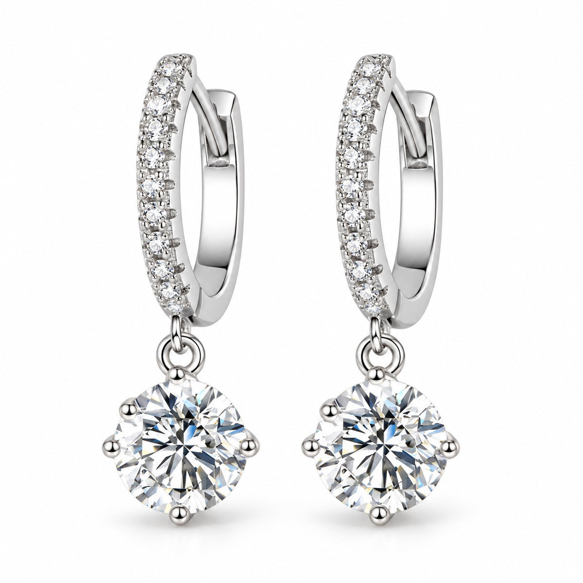 Moissanite drop huggies