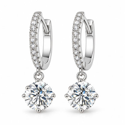 Moissanite drop huggies