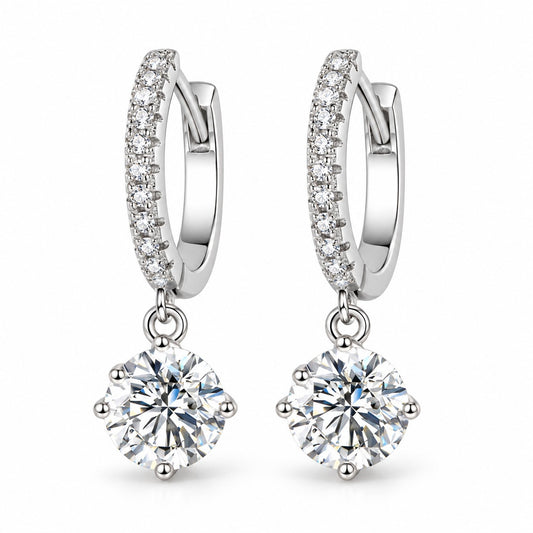 Moissanite drop huggies