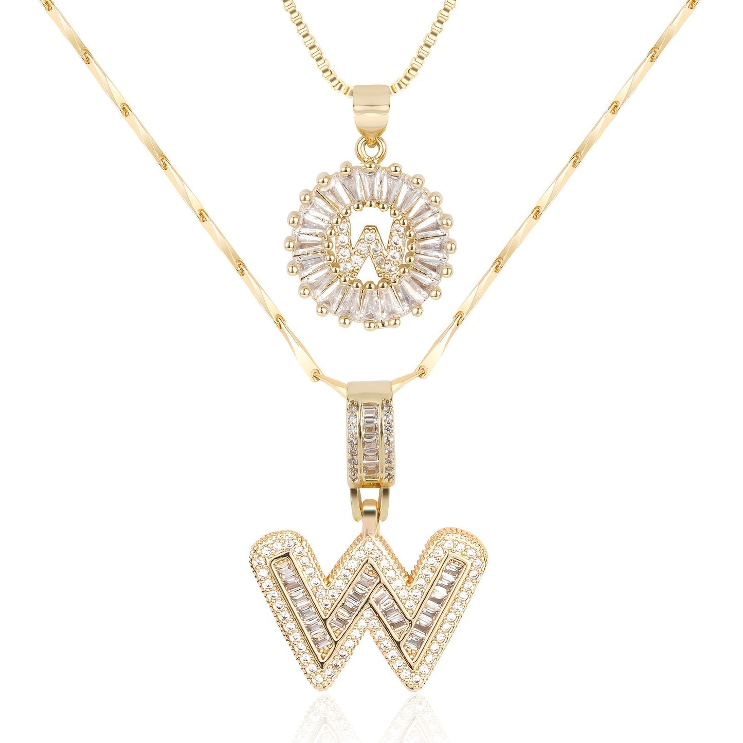 Spotlight 2pc 14k Diamond Letter Initial Necklaces