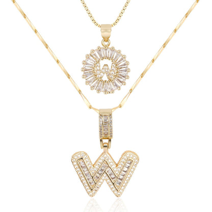 Spotlight 2pc 14k Diamond Letter Initial Necklaces