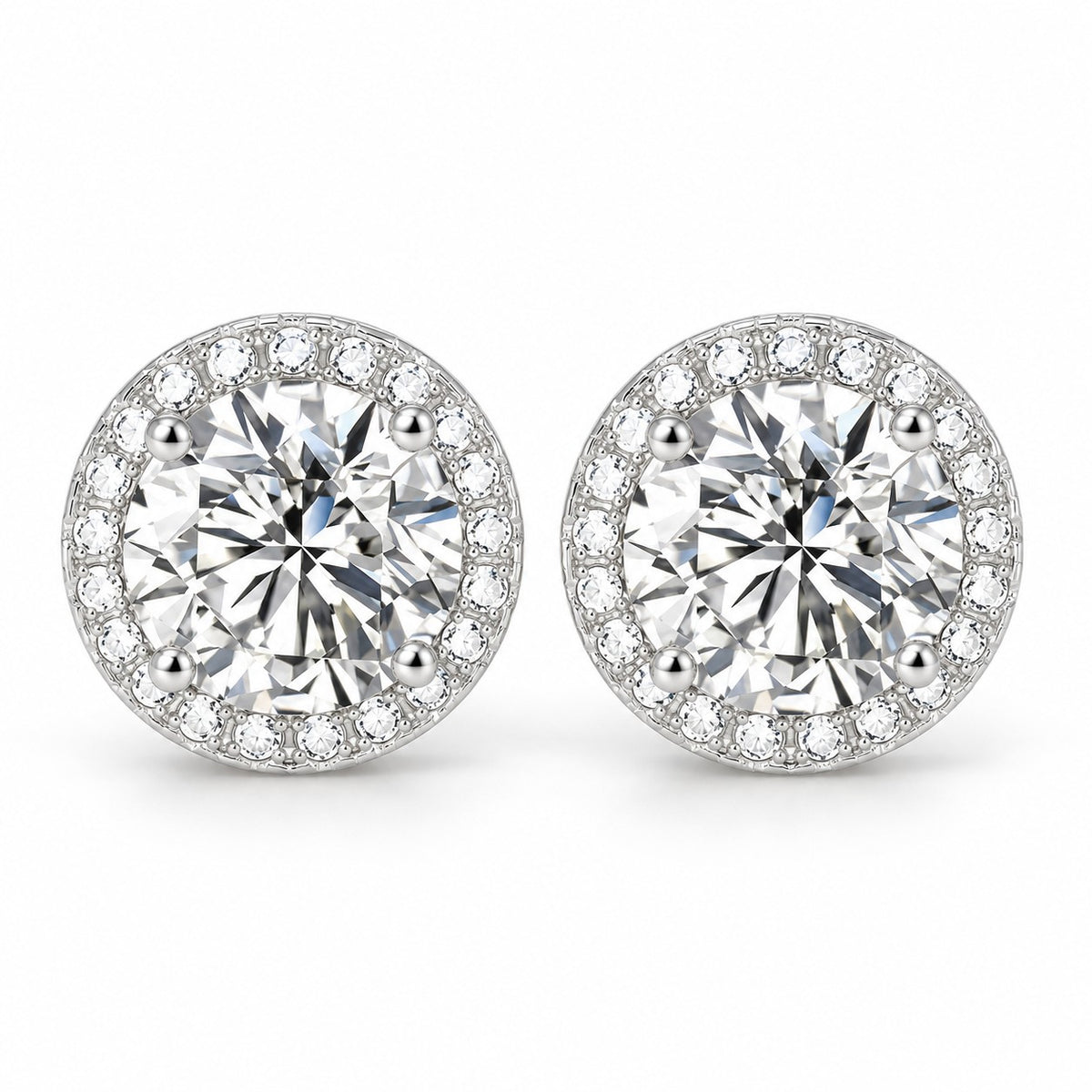 Halo moissanite studs