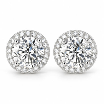 Halo moissanite studs