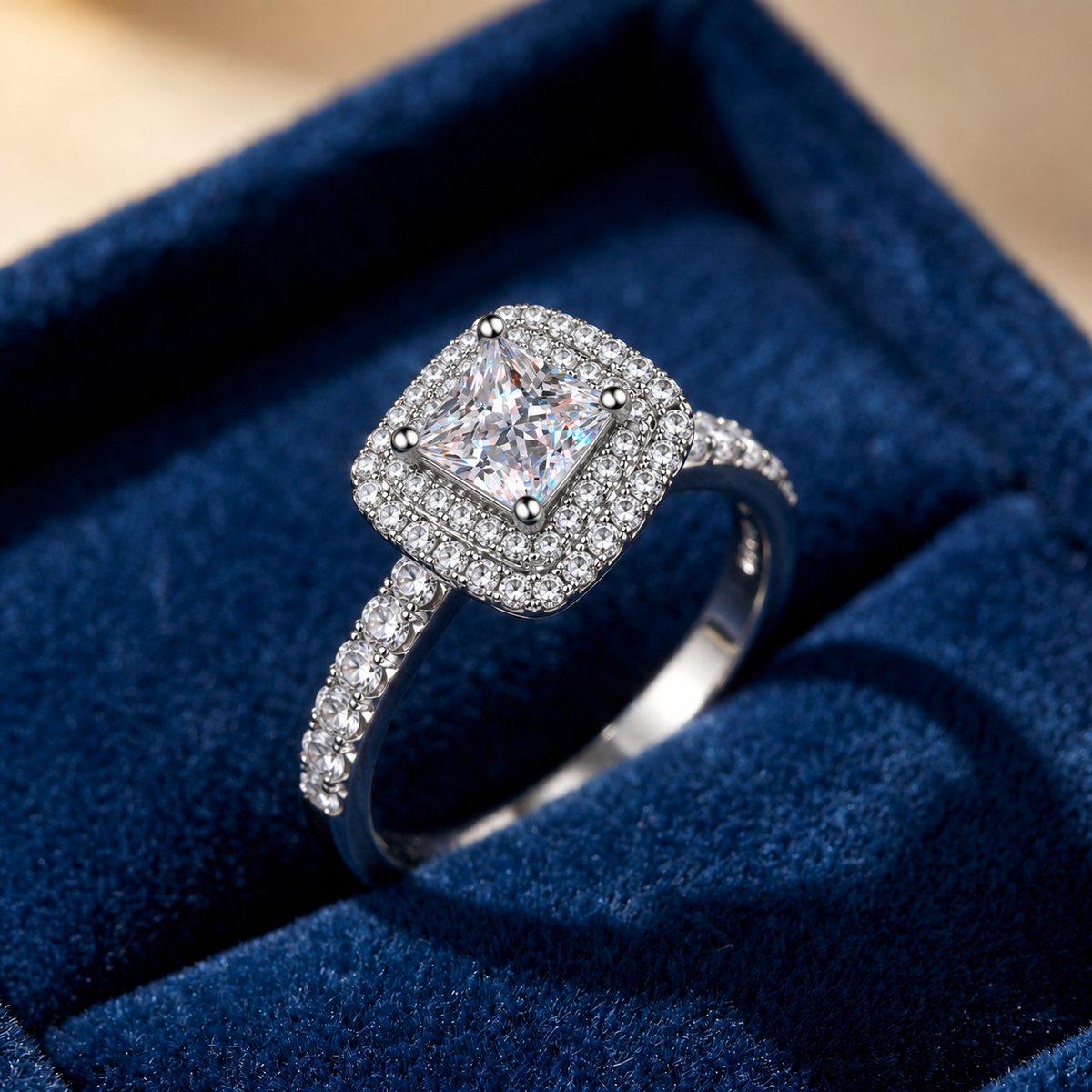 Imperia Cushion Halo Ring