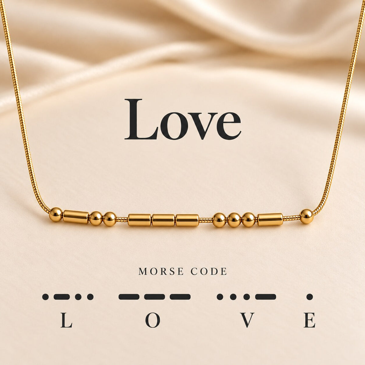 Morse code necklace example: LOVE