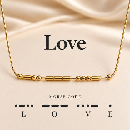 Morse code necklace example: LOVE