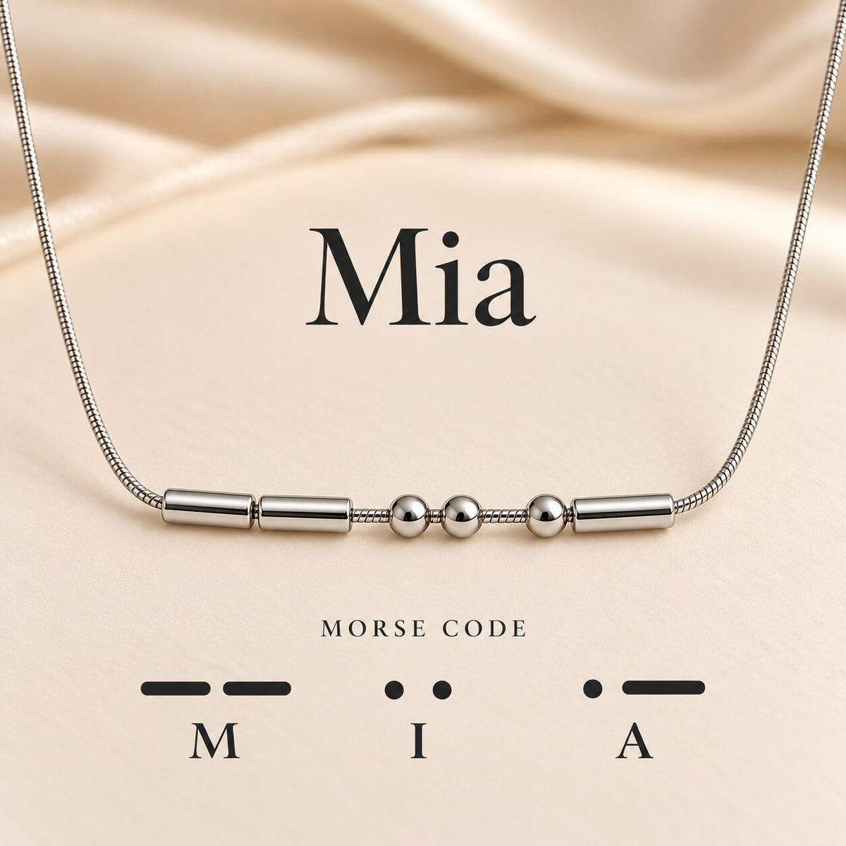 Morse code necklace example: MIA