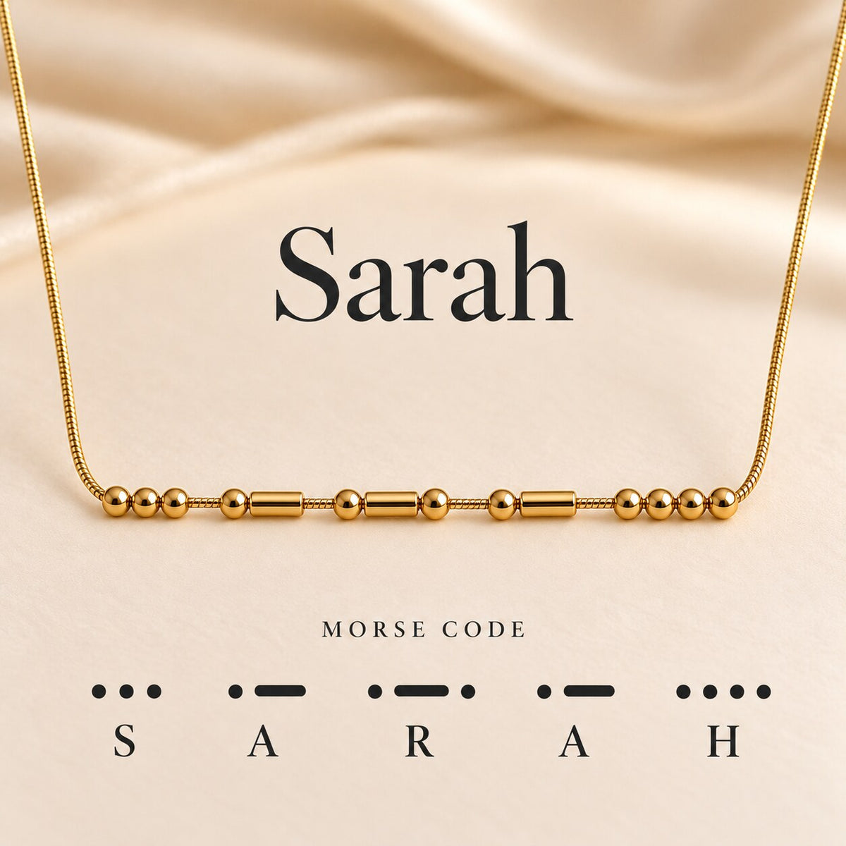 Morse code necklace example: SARAH