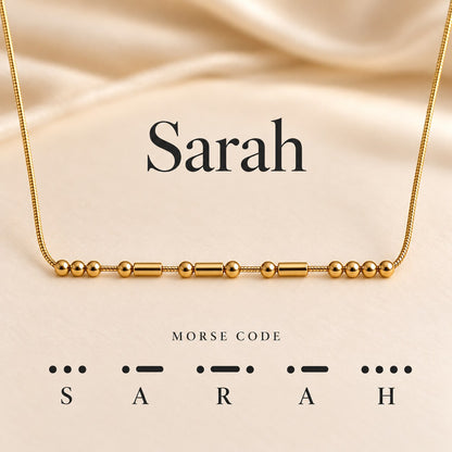 Morse code necklace example: SARAH