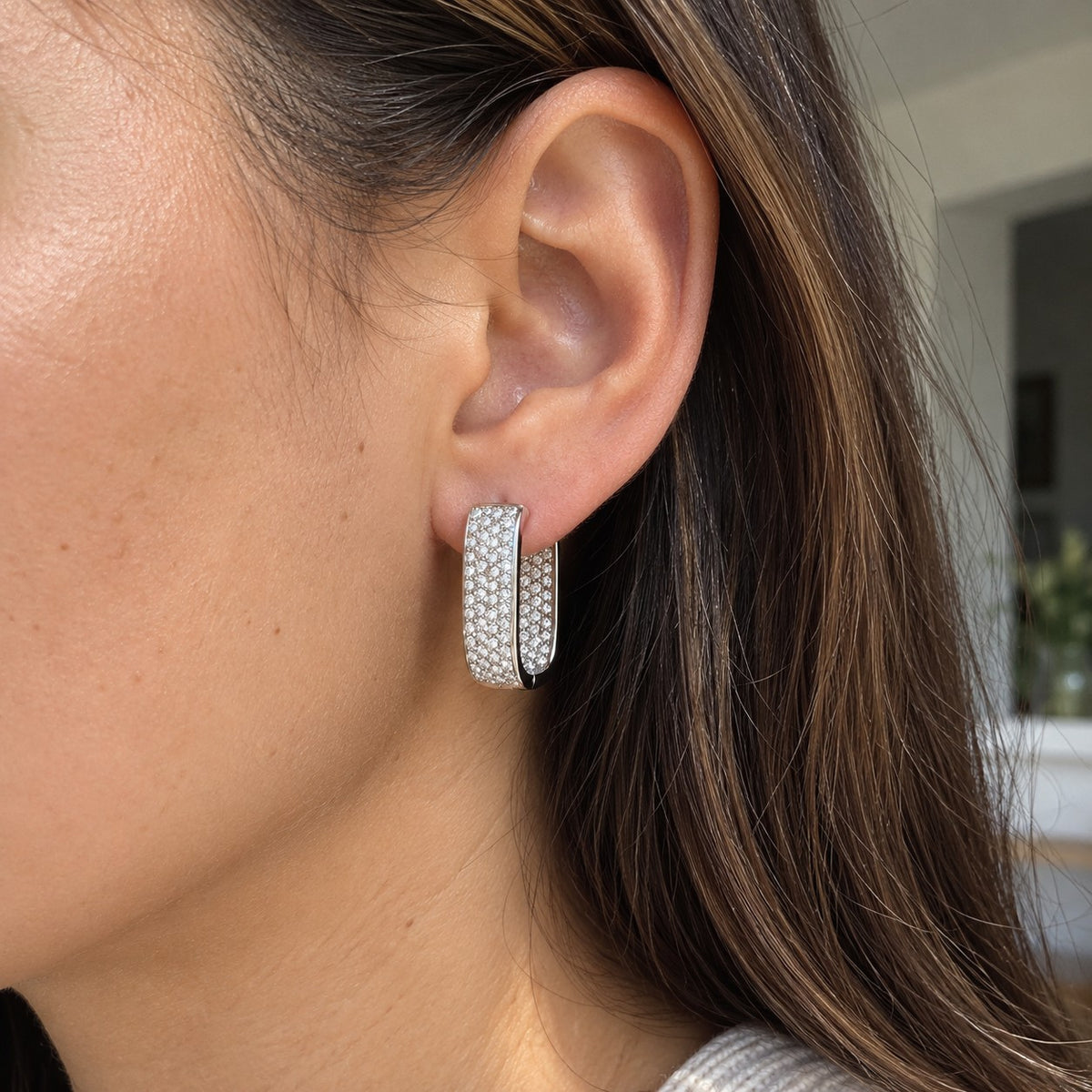 Pavé moissanite hoops