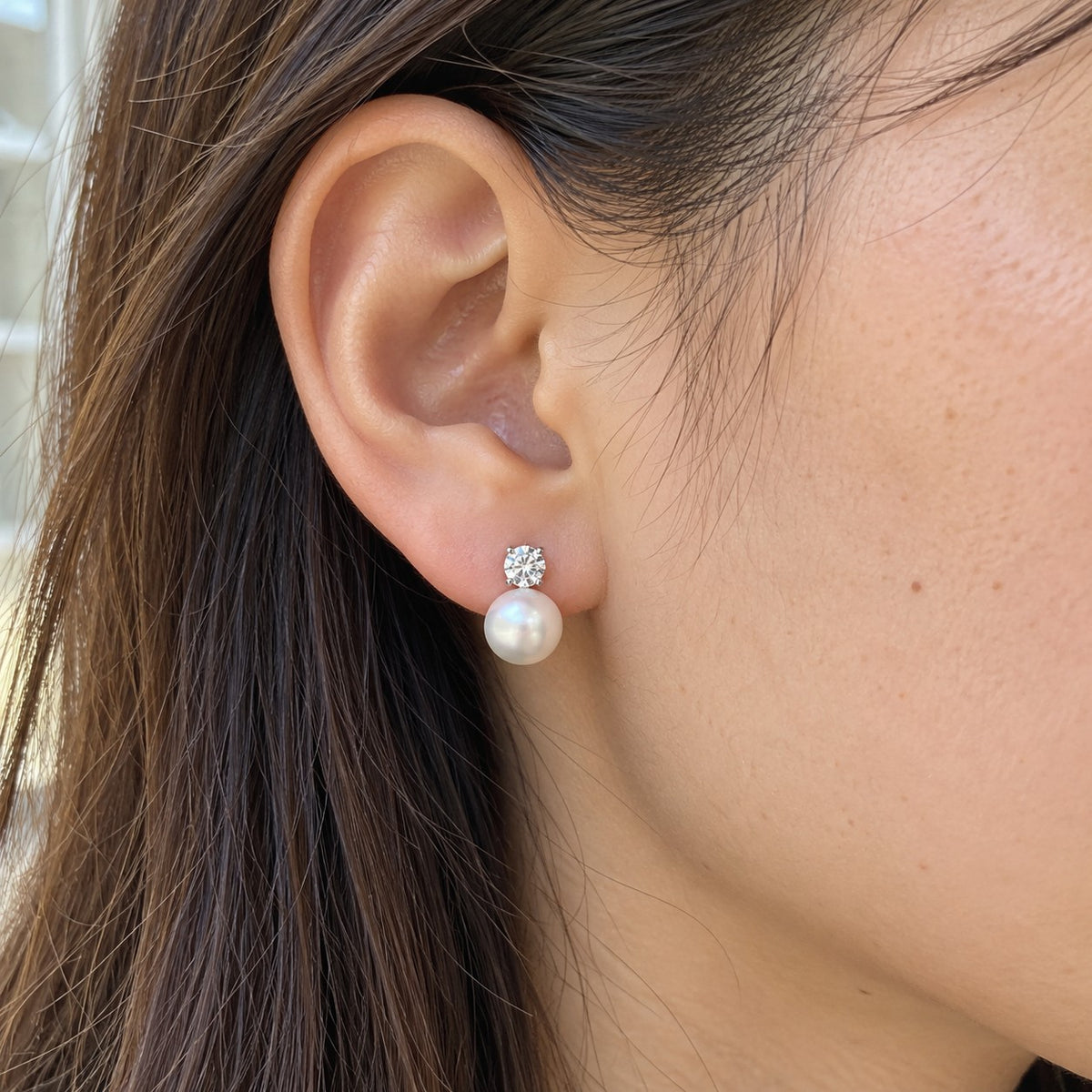 Pearl and moissanite drops