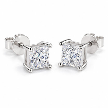 Princess moissanite studs